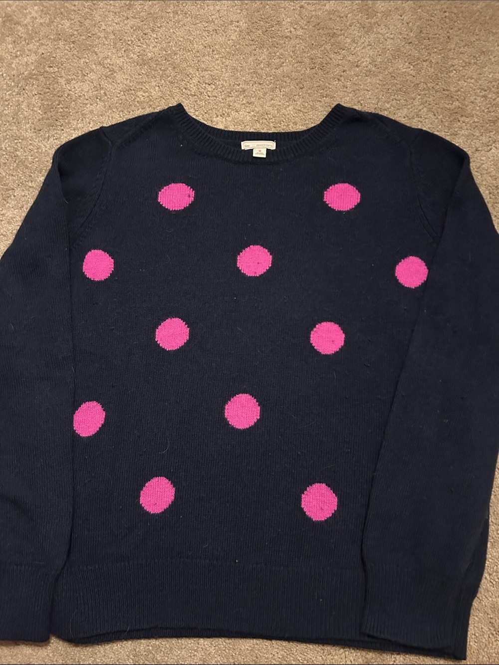 GAP Women’s Navy Sweater with Pink Polka Dots